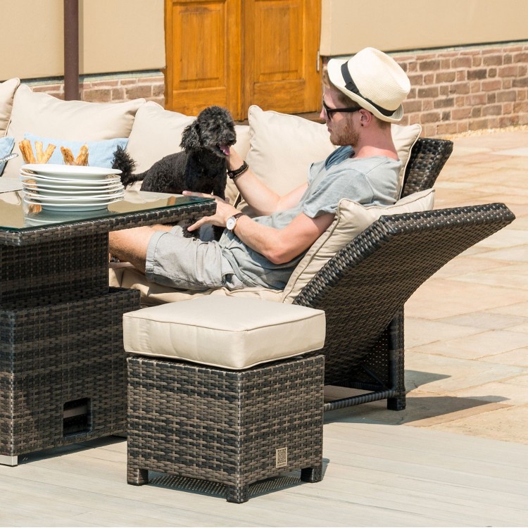 Maze Rattan Garden Furniture Henley Brown Corner Sofa with Reclining Arms Rising Table Oak Furniture House